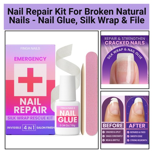 Nail repair kit for broken - repair,